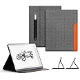 Ayotu Case for Remarkable 2 Paper Tablet 10.3" 2020 Released, Fabric Folio Cover with Pen Pocket, Stable Stand Design, Gray & Orange (Exclusive Templates Provided)