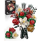 iATOM Valentines Flower Bouquet Building Set, Artificial Roses Botanical Collection for Adults, Gift for Valentine's Day for Her/Mom/Girlfriend/Wife/Couple, Modern Home Office Table Centerpiece Decor