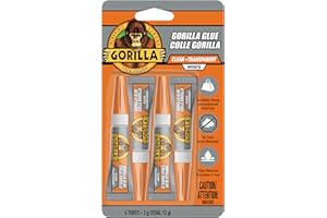 Gorilla Glue Clear, No-Foam Formula, Indoor & Outdoor Use, Water Resistant, Easy Application Nozzle, Made in USA, 4-3g Mini T
