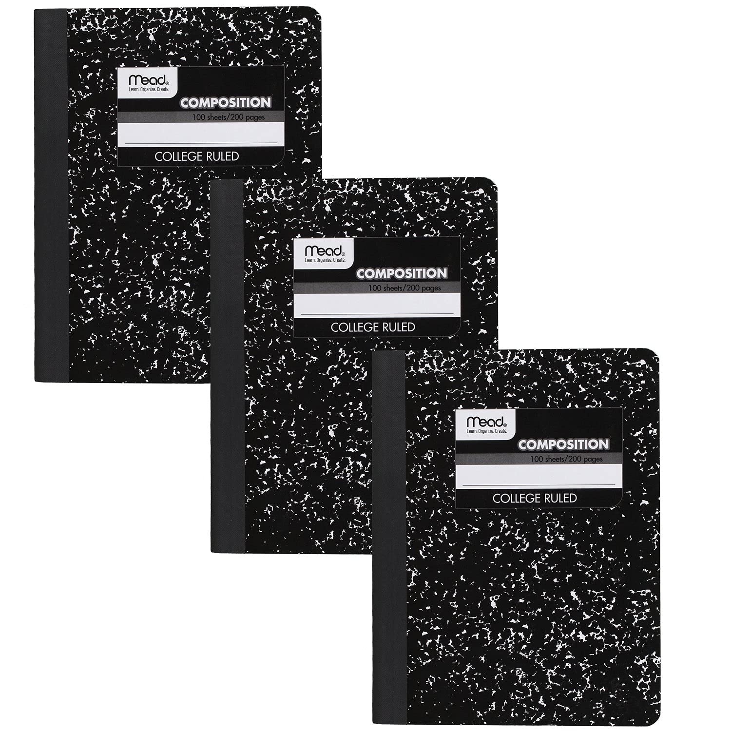 Photo 1 of Mead Composition Notebook, 3 Pack, College Ruled Paper, 7-1/2" x 9-3/4", 100 Sheets per Comp Book, Black Marble (38111)