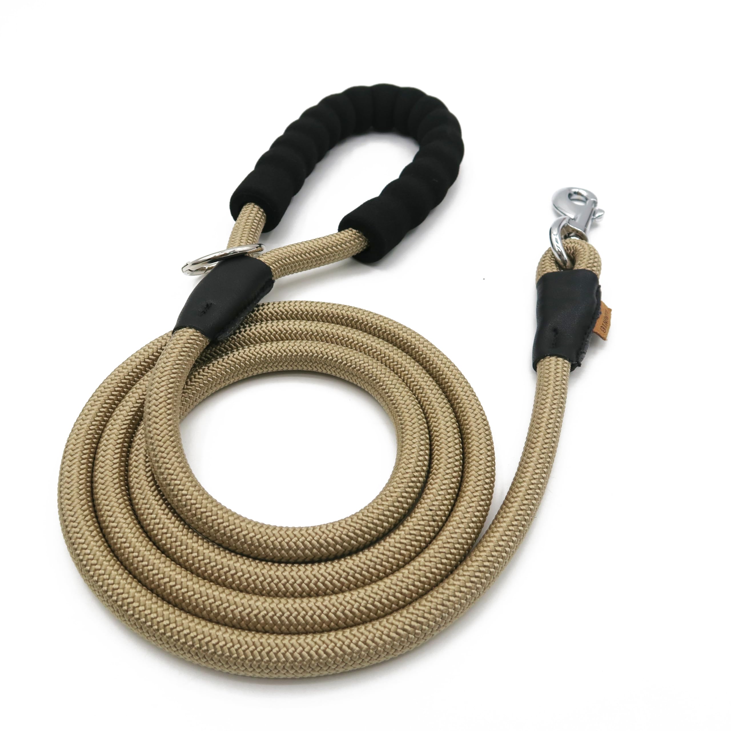Aiminto Dog Leash, Braided Rope Traction – Walking Training Lead for Medium/Large Dogs ((1/2") - 6FT, Khaki)