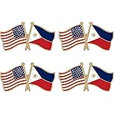 Philippines Crossed Double Flag Lapel Pins Small Mini Filipino Friendship Pin Badge Pack of 4