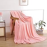 Pink Fleece Throw Blanket for Couch Chair Sofa, Soft Warm Fuzzy Cozy Blankets for Women Men, 300GSM Room Decor Flannel Microfiber Blankets for All Seasons, 50x60 Inches