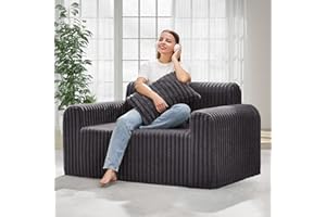 Hobestluk Couch Sofa 2-Seater Foam Sofa Loveseat for Small Spaces Comfy Sofas with Removable Cover Furry Couch with Pillows for Living Room, Bedroom, Apartment, Office (Dark Grey, Loveseat)