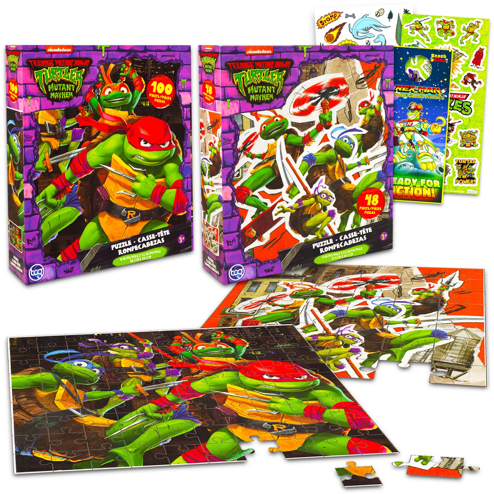 Photo 1 of Teenage Mutant Ninja Turtles Puzzle Sets for Kids - Bundle Include 2 TMNT Puzzles, a 48 Pc and a 100 Pc, TMNT Stickers, and More | Teenage Mutant Ninja Turtles Puzzle Kids