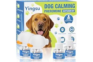 Yingsu Dog Calming Diffuser, 6 in 1 Puppy Pheromones Calming Diffuser, Relaxing Pheromone for Dogs Relief Stress Anxiety Reduce Aggression Barking, Help Train Dog to Pee, 2 Diffuser 4 Refill(48ml)