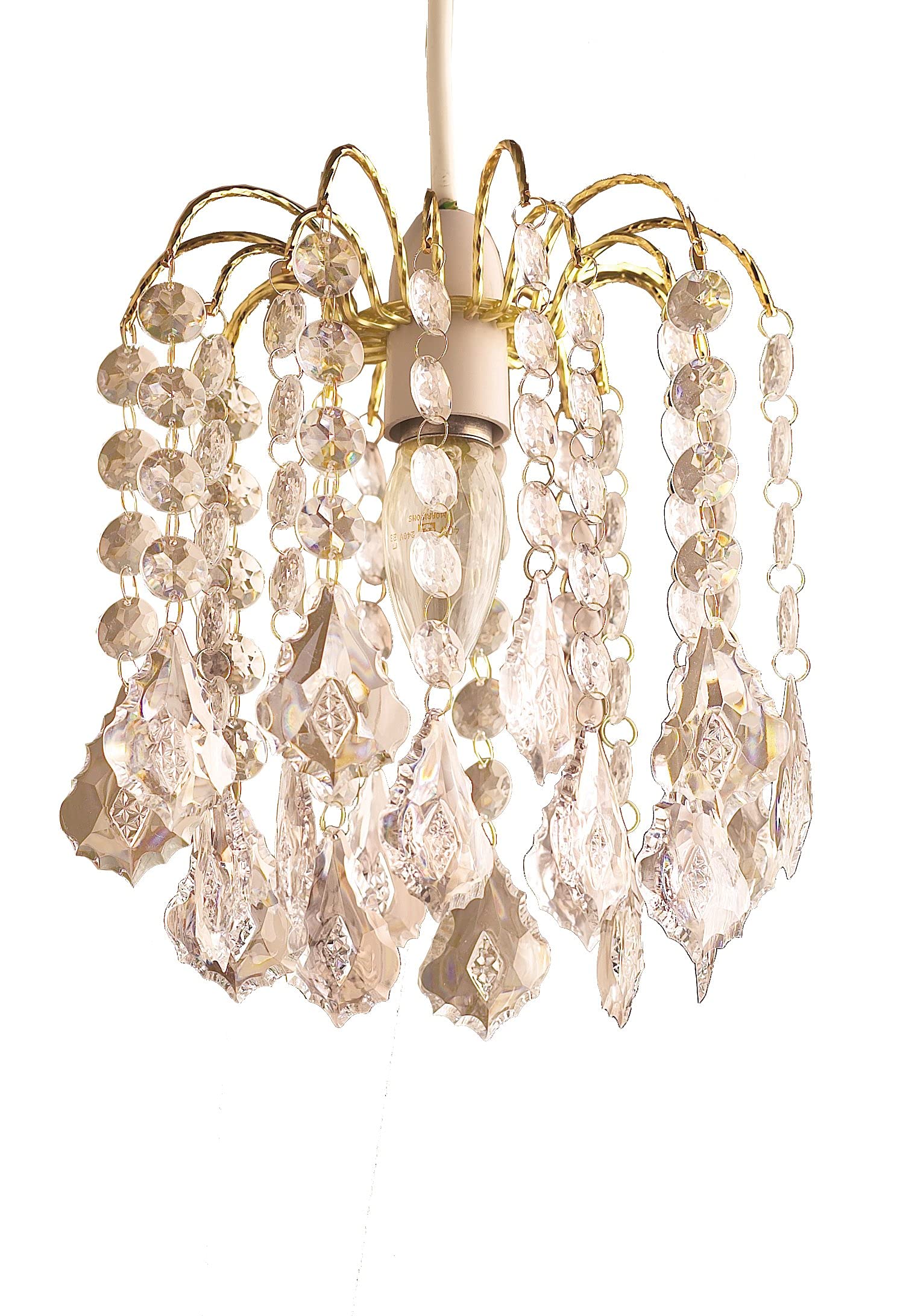 Loxton Lighting Easy Fit Gold Crystal Effect Fountain Pendant (2 Tier 20cm Dia)