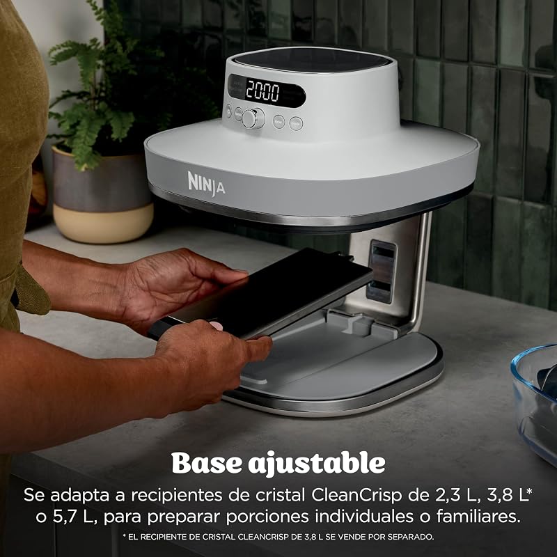 Fritadeira de Ar CRISPi PRO XL, 5 funções de cozedura pré-definidas, recipientes e tampas de vidro CleanCrisp de 5,7 e 2,3 l, White AS090EUWH