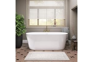 SYLONWILL Freestanding Bathtub 59" Stand Alone Tub, Acrylic Free Standing Tub, Classic Oval Bathroom Tub, cUPC Certified SY1550 (Glossy White)