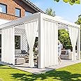 MIULEE Ivory Privacy Outdoor Curtains Waterproof Non-See-Through Semi Sheer 2 Panels Set Elegant Rod Pocket for Patio, Porch, Pergola, Cabana, Gazebo, 52 X 84 Inch Long