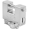 Kurtzy Heavy Duty 1kg Padlock with 5 Keys - Hardened Solid Steel Hardware Monoblock Lock - 12mm Thick Shackle - Protect Garages, Containers, Sheds, Shutters, Lockers, Gates and Warehouses