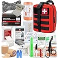 IFAK Med Kit Trauma Refill Kit Pack | Vented Chest Seal | Israeli Bandage | TQ-12 | Splint | Compressed Gauze | Bandages | First Aid Kit EMT Bleeding Control Pack for Camping Hiking (Red)