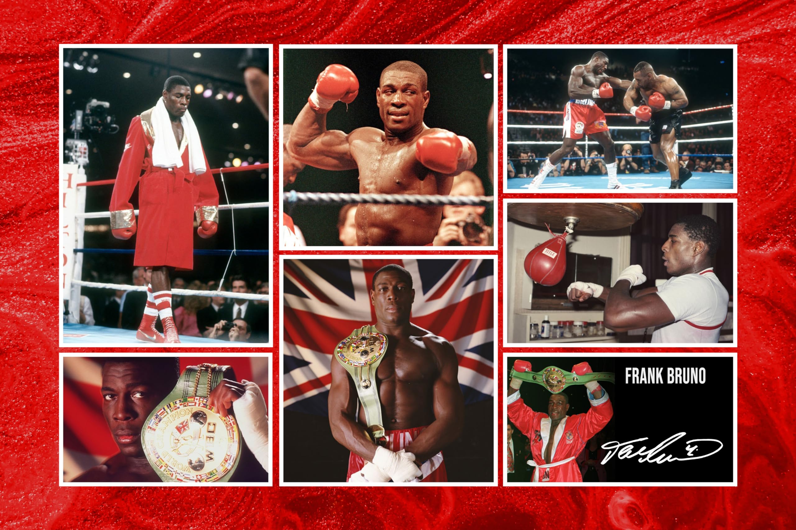 RJR PRINTS Frank Bruno - Boxing Signed 12x8 Inch Montage Photo Print Pre Printed Signature Autograph Gift