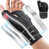 Rakiie Carpal Tunnel Wrist Brace for Left Hand, Thumb Spica Splint for De Quervain's Tenosynovitis & Tendonitis, Night Support Brace for Women Men, 5X Flexible Support & 3 Adjustable Straps, Gray S/M