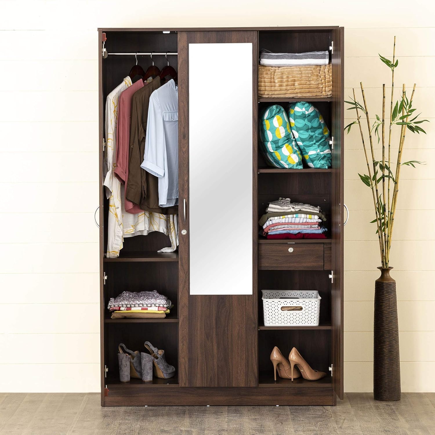 Home Centre Lewis Nxt Three Door Hinged Wardrobe, Walnut Amazon.in
