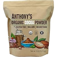 Anthony's Organic Raw Cocoa Powder, 5 lb, Batch Tested and Verified Gluten Free & Non GMO
