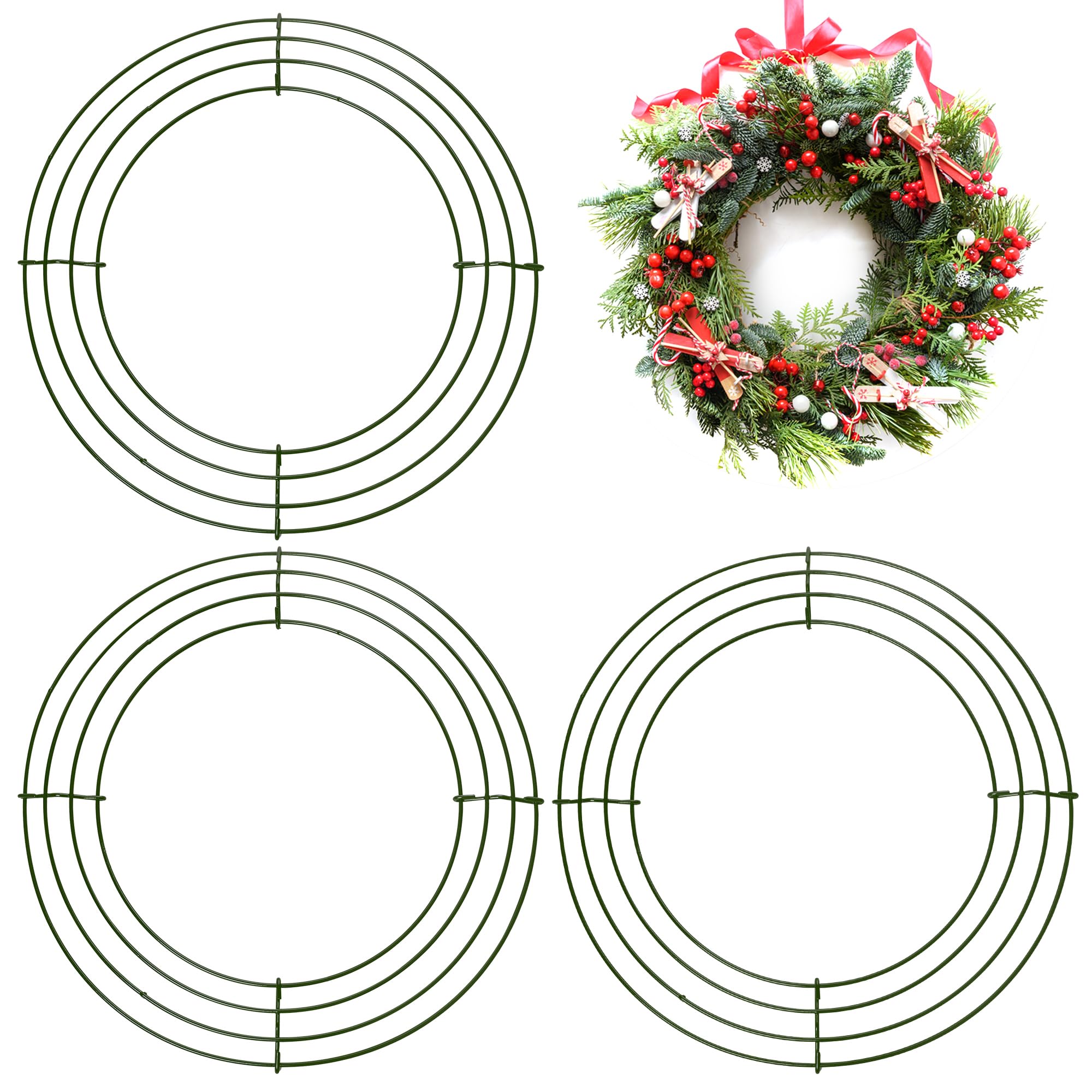 3 Pack Christmas Wire Wreath Ring, 8 inch Metal Wreath Frame, Crafting Wreath Base, Thanksgiving & Halloween Wedding Xmas Wreath Making Supplies