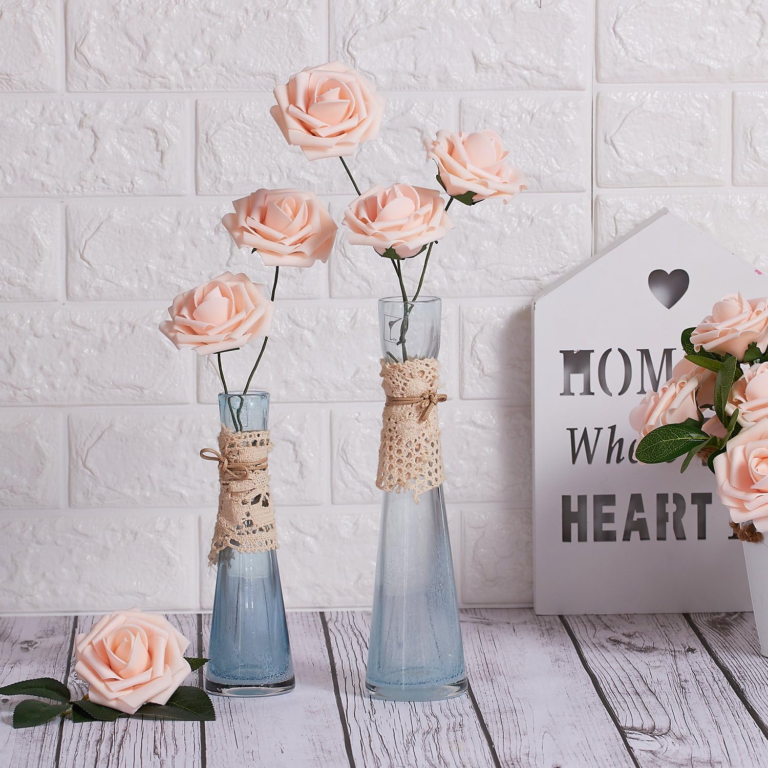 N&T NIETING Artificial Flowers Roses, 25pcs Real Touch Fake Foam Rose DIY for Wedding Bridal Bouquets,Mother's Day - Image 4