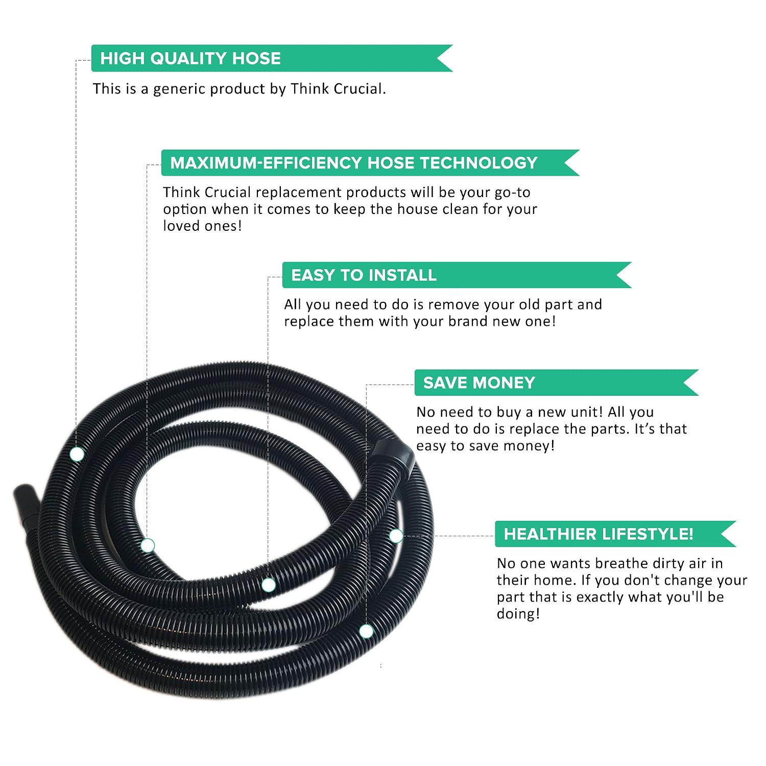 ShopVac Craftsman & Ridgid 20FT Foot Hose Fits Wet & Dry Vacs with 21