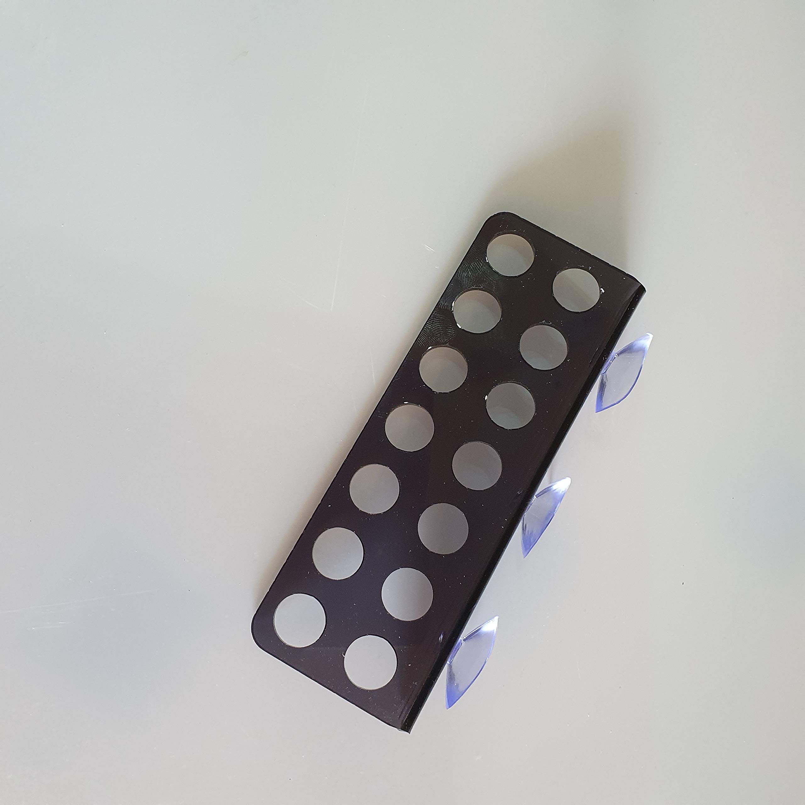 Reef-Geeks Laser Cut Acrylic 14-Hole Frag Rack for Aquarium | Compact, High-Flow Design for Frag Grow Out and Propagation Tanks | Holds Industry Standard 12mm Frag Plugs. (Black)