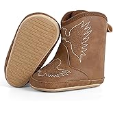 DUONITITI Infant Toddler Western Boots Cowgirl Cowboy Soft Rubber Sole Booties for Baby Girls Boys 3-18 Months