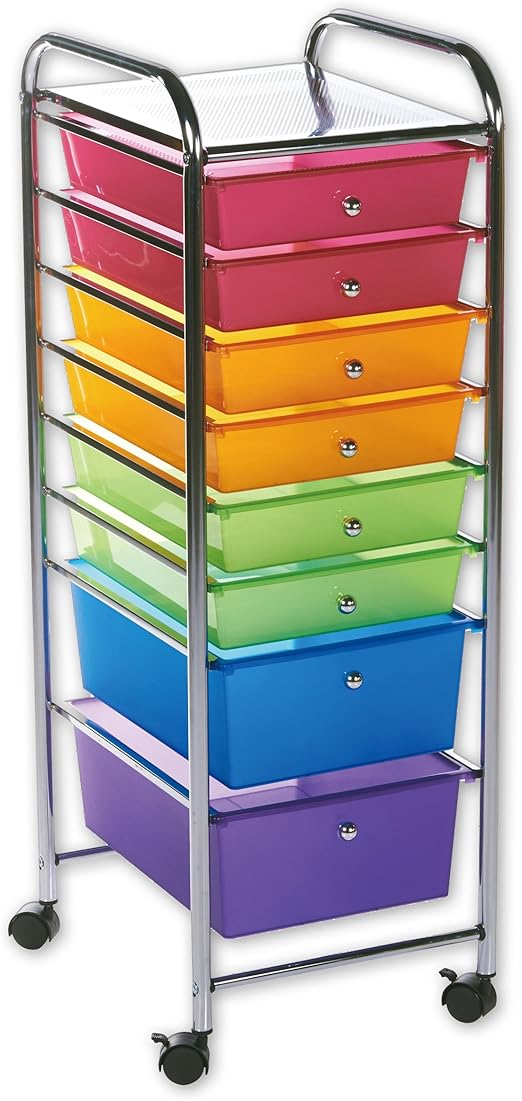 Amazon Com Rod Desyne 8 Drawer Rolling Storage Cart Satin Nickel
