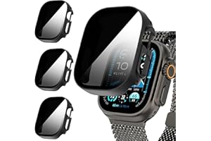 Suoman 3-Pack for Apple Watch Ultra 3/2/1 49mm Privacy Screen Protector Case, [Anti-Peeping] Ultra-Thin Tempered Glass Case Cover for iWatch Ultra 49mm 3/2/1