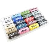 20 Rollen Nähgarn Syngarn, Je 500m, 18 Farben Inkl. Weiß & Schwarz – Polyester Stärke Ne 40/2 Für Nähmaschine Und Handarbeit