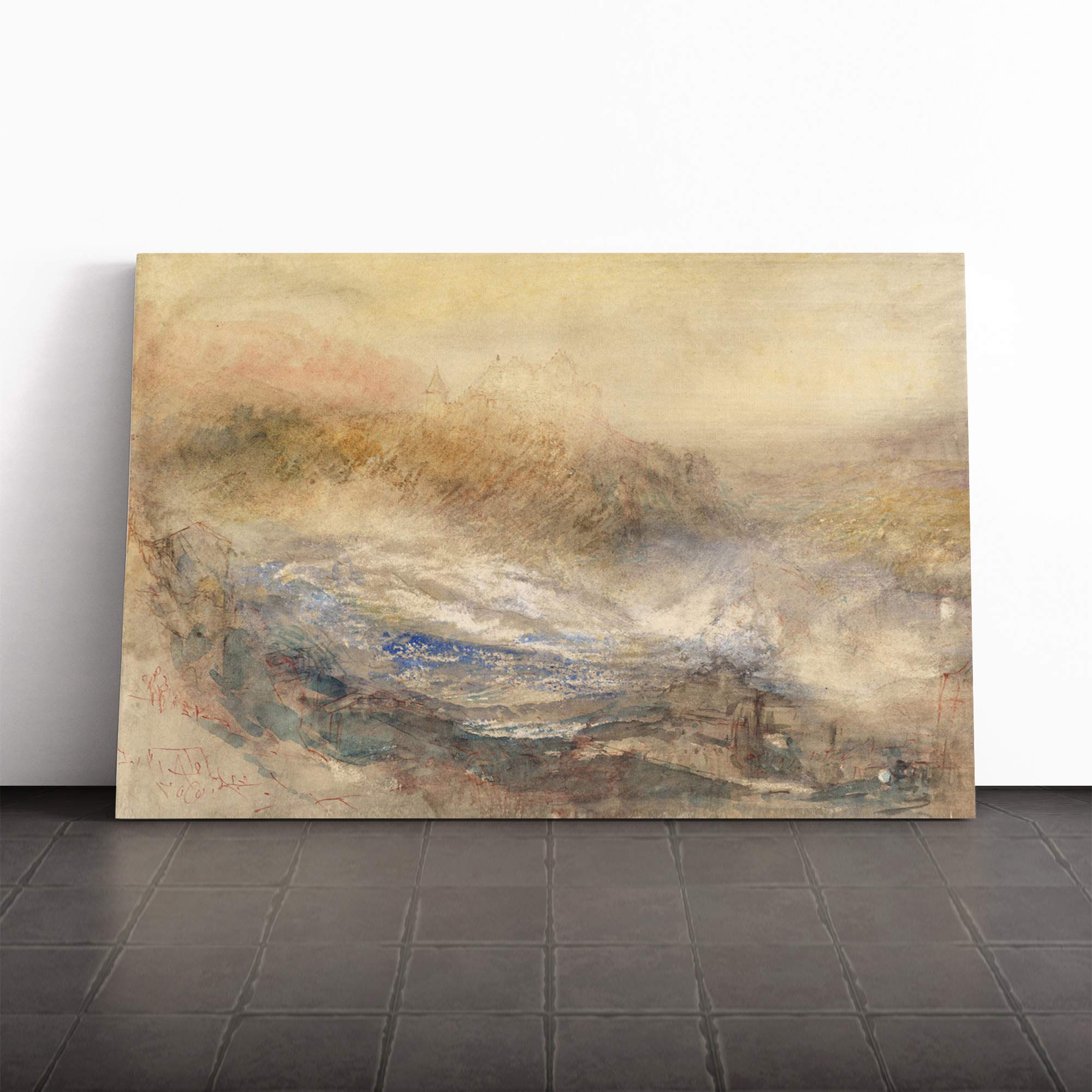 Joseph Mallord William Turner Watercolour (1) Canvas Print | Gallery Wrapped 30mm Frame Wall Art | 20x14 inches | Ready to Hang | Contemporary Picture | Living Room Bedroom Lounge Office