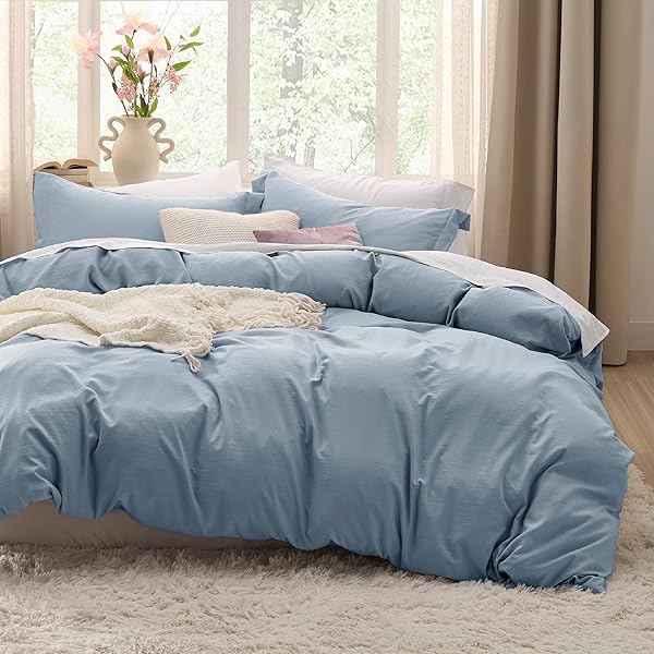 BEDSURE GRAYISH BLUE DUVET COVERS QUEEN SIZE –...