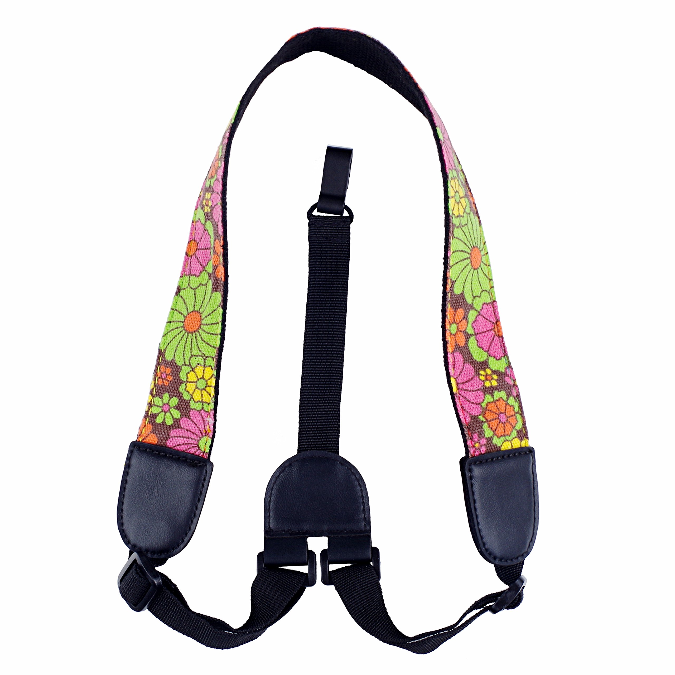 Mugig Ukulelegurt gedruckende Blumen Jeansmaterial Gurt für Ukulele oder mini Gitarre(gedruckende Blumen)