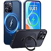 CASEKOO Ultra-Magnetic Stand for iPhone 16 Pro Case [Military Drop Protection] [Compatible with MagSafe] Shockproof Translucent Matte Slim Ring Holder Case for iPhone 16 Pro 6.3", Blue