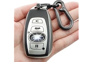 Kirsnda for Subaru key fob cover case with keychain,Texture Soft TPU key case/skin,4-Buttons fit BRZ Legacy Outback Ascent Crosstrek Forester WRX Remote Key Vehicle Accessories(Silver)