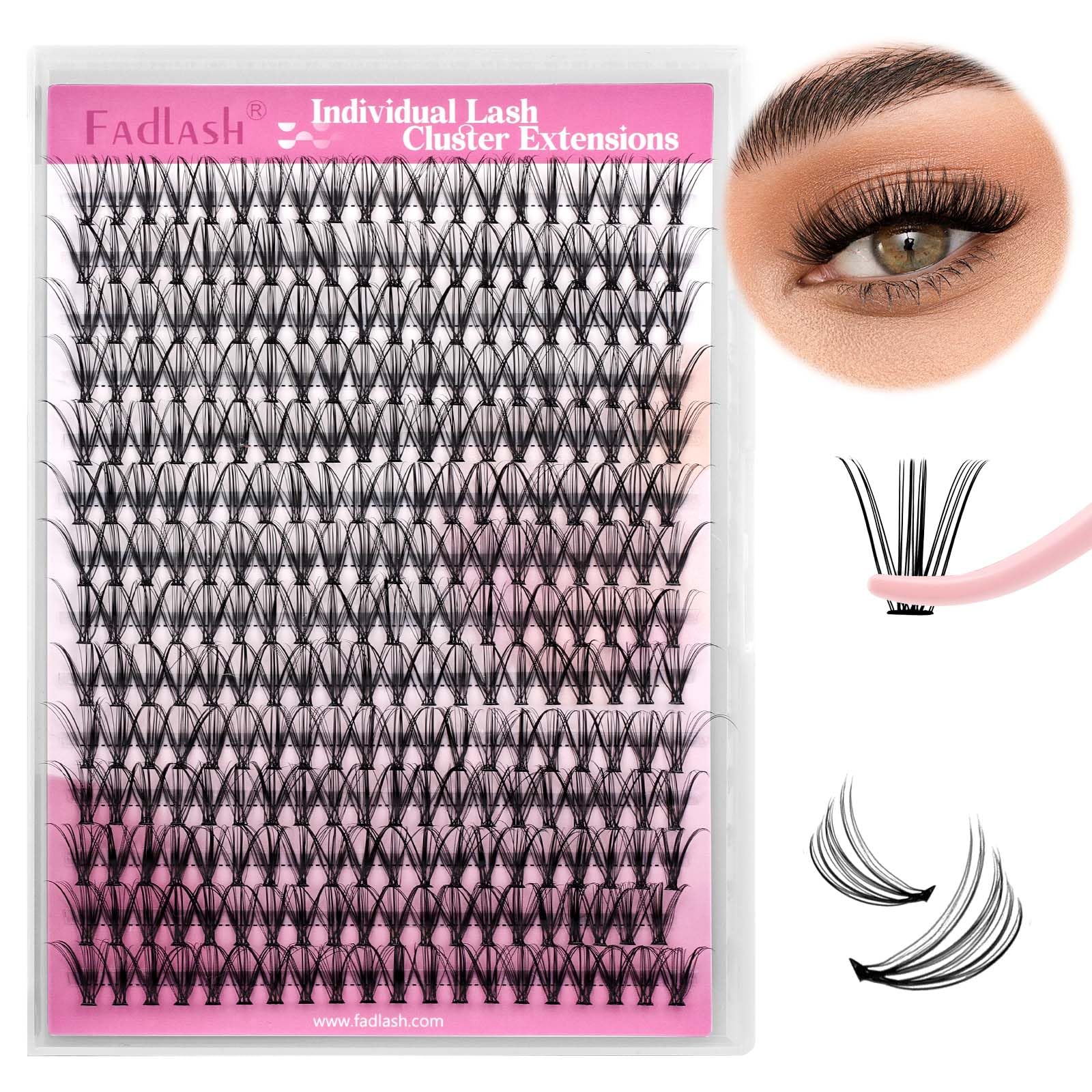 FADLASH 20D 0.07mm D Curl 14mm Russian Fluffy Natural Wispy Cluster Lashes DIY Eyelash Extensions — image 1