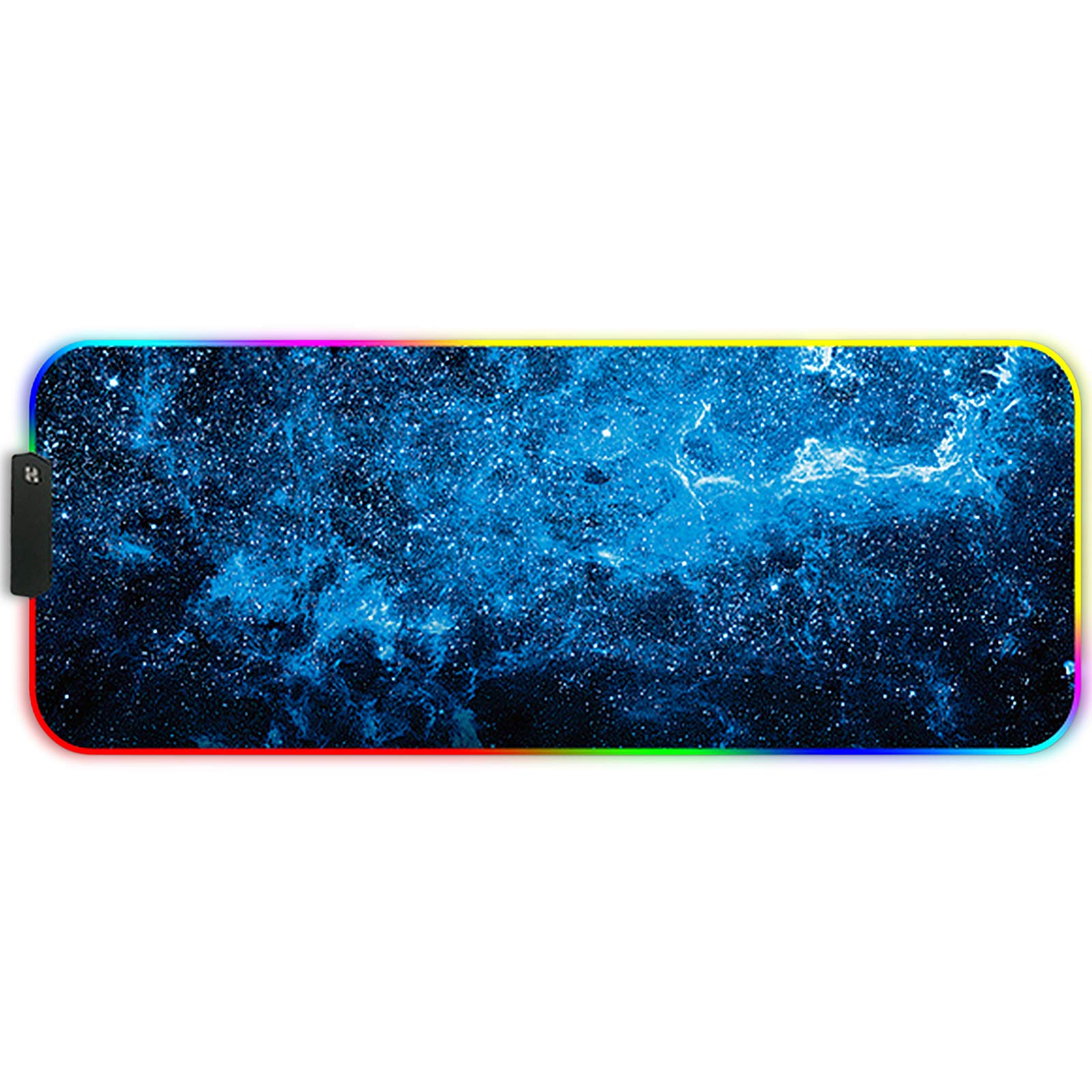 DORRISO Large RGB Gaming Mouse Mat Pads 800x300x4mm Led Mousepad Soft Computer Keyboard Mice Mat for MacBook, PC, Laptop, Desk Gaming Mouse Pads Blue