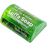 Puretural Luffa Soap Body Scrub Soap to clean dark spots stubborn dirt from body for skin Lightening with Green Tea and Honey Original by