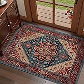 Tangsoo Vintage Small 2x3 Washable Rugs for Entryway Non-Slip Oriental Low Pile Rug for Front Door, Kitchen, Indoor, Accent Throw Small Area Rug, Door Mat for Entrance, Soft Boho Red Rug
