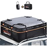 COCRFICH Car Rooftop Cargo Carrier, 15 Cubic Feet Waterproof Roof Rack Cargo Carrier with Free Lock+8 Reinforced Straps + 4 D