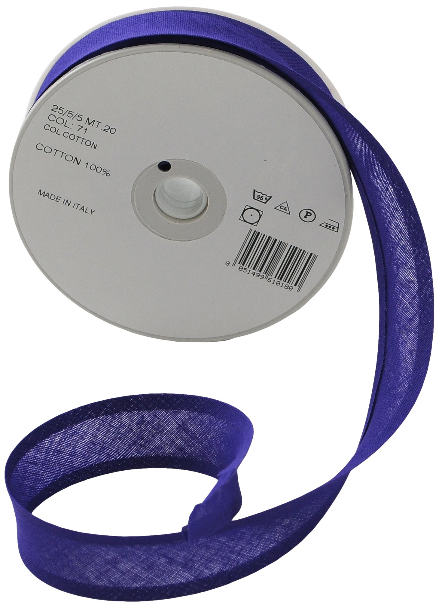 Inastri Trimz 25/5/5 mm Cotton Bias Binding, Purple 71 – Double‑Fold Sewing Tape for Quilting, Dressmaking & DIY Crafts — image 1