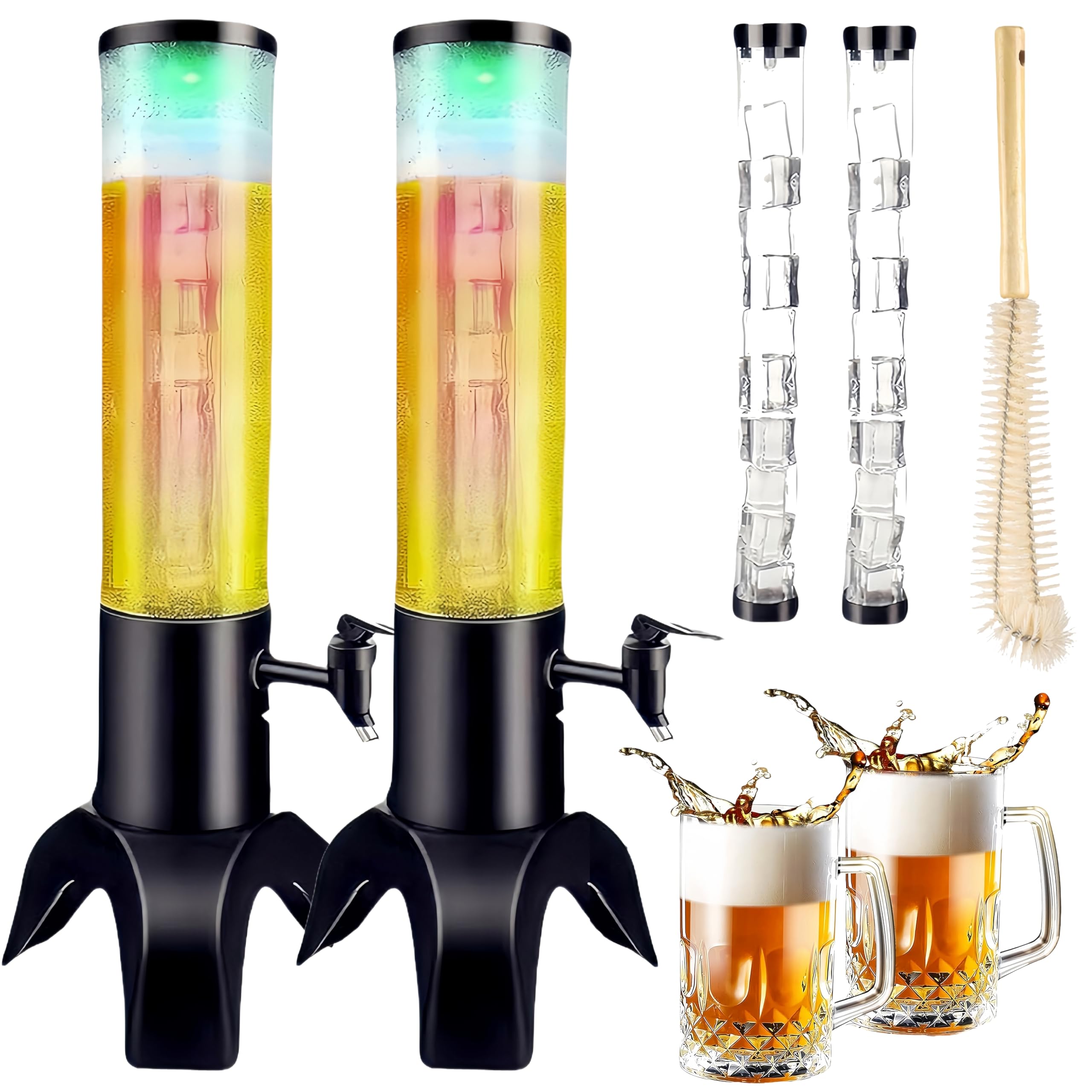 Photo 1 of 1.5L Mimosa Tower Dispenser, 50oz/1.58 Qt. Drink Tower Tabletop Beer Dispenser with Ice Tube for Bars Bars Parties Restaurants (2 PACK)