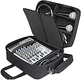 USA GEAR Audio Mixer Case - DJ Mixer Travel Bag with Customizable Interior & Water Resistant Exterior Compatible with Behringer Q1202USB, Mackie ProFX8v2, Yamaha MG10XU & More - Black