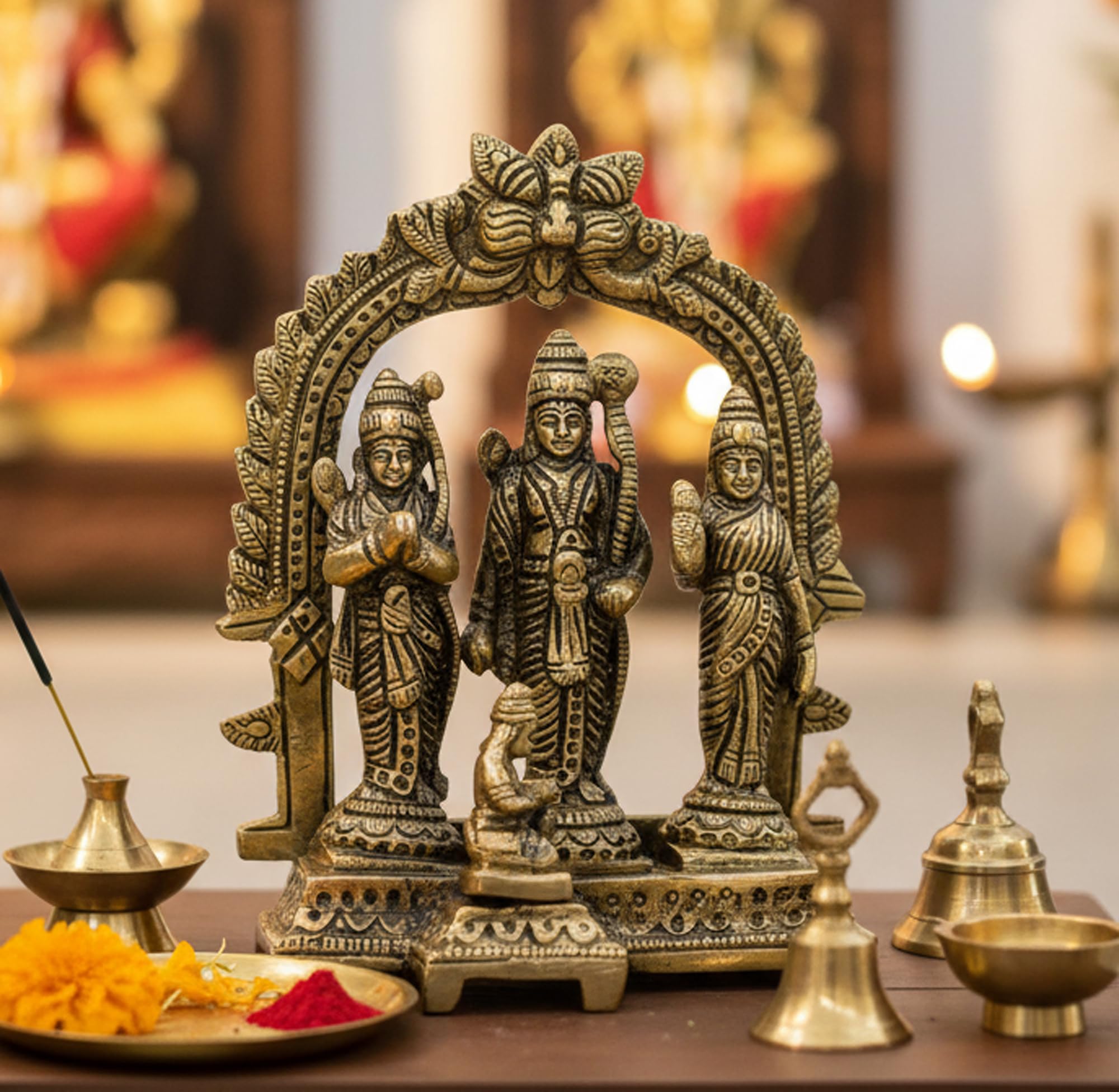 ESPLANADE God Brass Collectible Handicraft, Made of 100% Solid Brass | Pooja Praying Idol | Home Decor. (Ram Darbar)