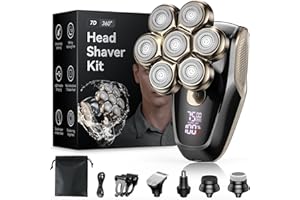 FISHCOVERS Head Shavers for Bald Men, 7D Magnetic Electric Shaver Razor Face Hair Trimmer for Men, Wet/Dry IPX7 Waterproof Detachable Shaving Grooming Kit LED Display Type-C Rechargeable