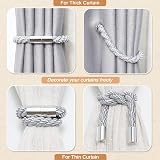 Pretty Jolly 2 Pack Magnetic Curtain Tiebacks Light Grey Modern Drape Holdbacks view 6