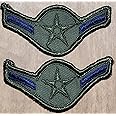 2 Us Air Force Airman Subdued Rank Chevron Patch E-2 USAF Green Stripe BDU Nos
