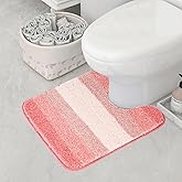 Walensee Bathroom Contour Rug (20 x 24, Ombre Pink) Bath Mat Non Slip Water Absorbent Soft Microfiber Shaggy Bathroom Rug Machine Washable Bath Mat U Shape Toilet Rug