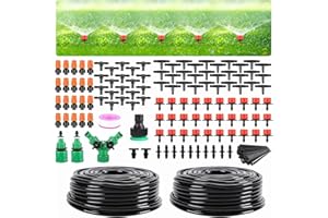 DUCHIFAD Garden Drip Irrigation Kit,98FT Greenhouse Micro Automatic Drip Irrigation System Kit with 1/4 inch Blank Distribution Tubing Hose Adjustable Patio Misting Nozzle Emitters Sprinkler