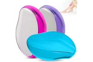 VZZNN 3PCS Crystal Hair Eraser,Painless Exfoliation Hair Removal Tool for Arms Legs Back Reusable Crystal Hair Remover Device Portable Epilator for Women and Men（Pink,Blue and Purple）