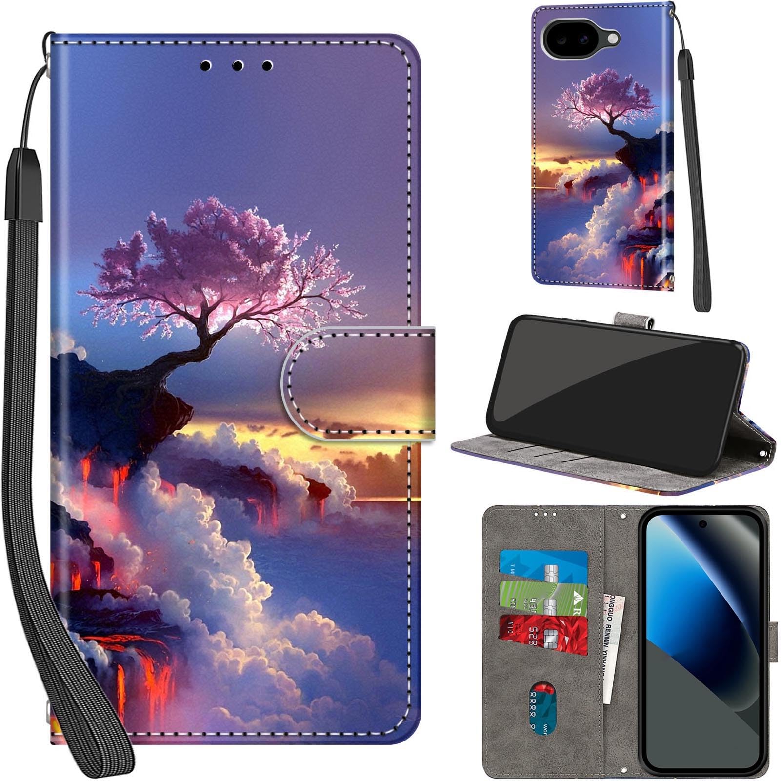 Handyhülle für Google Pixel 10a Hüllen Premium Leder Case Klappbar Wallet Magnet Kartenfach Standfunktion Schutzhülle kompatibel mit Google Pixel 10a Hülle,Berge 3