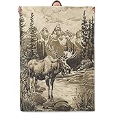 Rustic Moose Blanket Gifts for Women Adults, Soft Warm Lightweight Flannel Throw Blankets for Camping Bedroom Living Room Home Sofa Travel Decor 50" x 60"